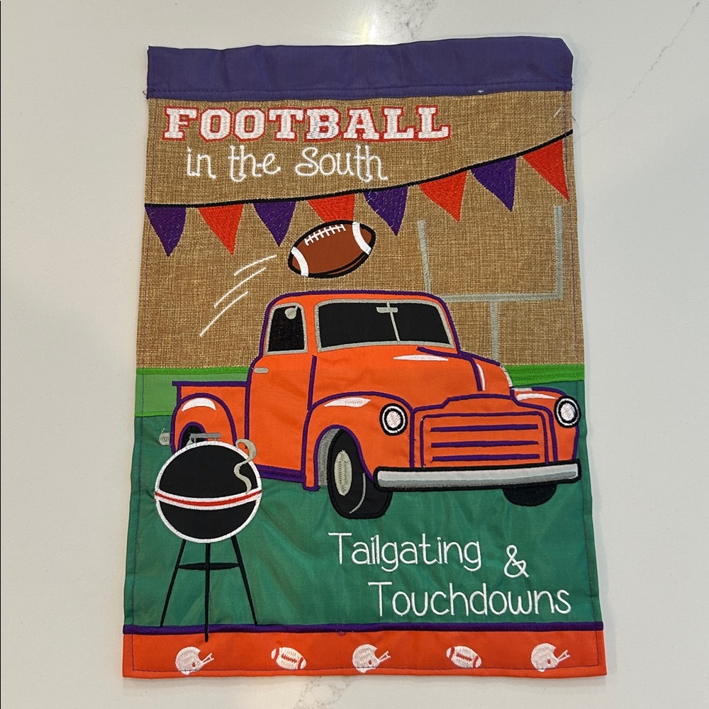 Garden Flag Applique Football In The South Orange Truck